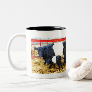 Schöne Galloway Kuh und Kalb Aquarell Zweifarbige Tasse