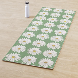 Schöne Gänseblümchen auf Olivgrün Yogamatte