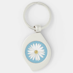 Schöne Gänseblümchen-Blume auf Türkis Schlüsselanhänger