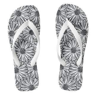 Schöne Gänseblümchen-Blume, Halftone-Illustration Flip Flops