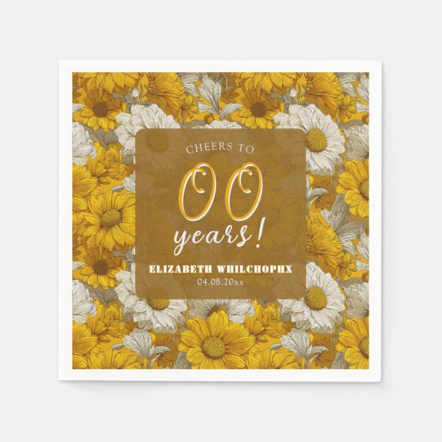 Schöne Gänseblümchen-Blumen-Fünfzigster Geburtstag Serviette (Vorderseite)