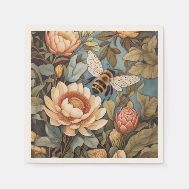 Schöne Gartenbäume mit Protea-Blume Serviette (Vorderseite)