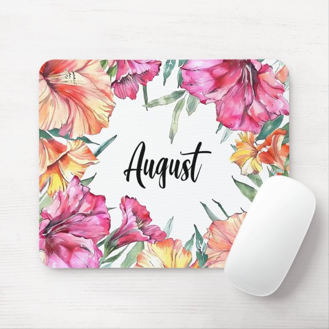 Schöne Geburtsmonat Blume/August Mousepad (Mit Mouse)