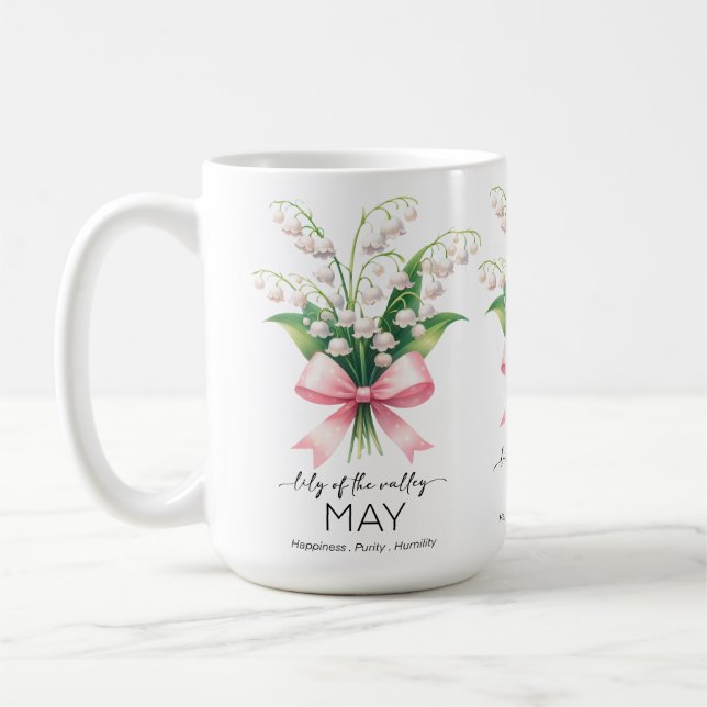 Schöne Geburtsmonatsblume/Maiglöckchen Kaffeetasse (Links)