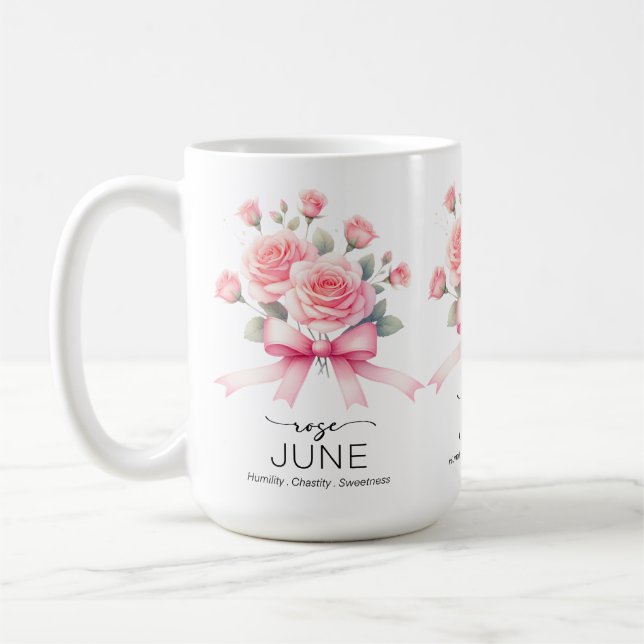 Schöne Geburtsmonatsblume/Rose/Juni Kaffeetasse (Links)