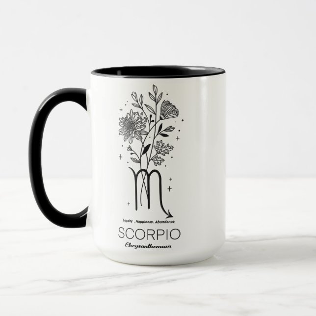 Schöne Geburtsmonatsblume/Sternzeichen/Skorpion Tasse (Links)