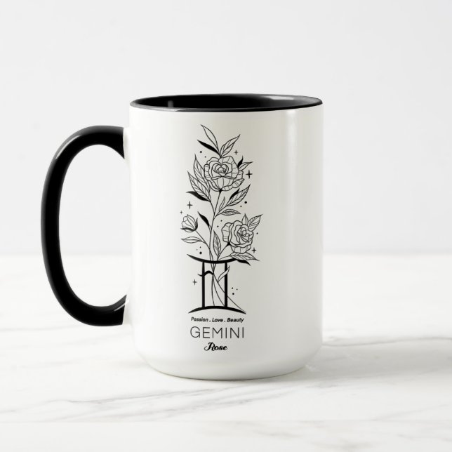 Schöne Geburtsmonatsblume/Sternzeichen/Zwillinge Tasse (Links)