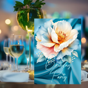 Schöne Geburtstagsfeier Zarte Blaue Rosa Blumen Einladung