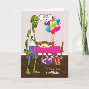 Schöne Geburtstagskarte mit Zombie im Party Einladung