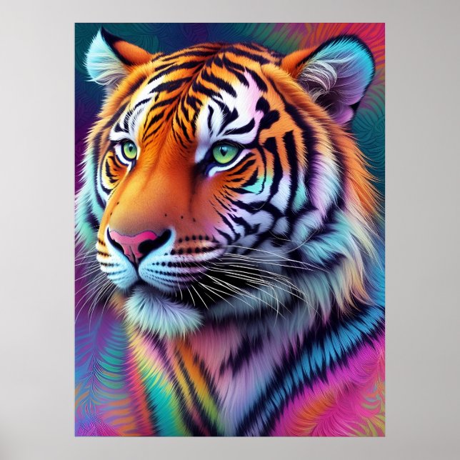 Schöne Gefärbte Krawatte Tiger Pattern Kunst Poster (Vorne)