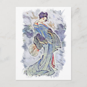 Schöne Geisha / Vintage japanischer Kunststil Postkarte