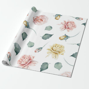 Schöne, gelb und rosa Rose mit Blumen Geschenkpapier