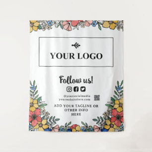 Schöne gelbe Blume Ihr Logo QR Code Hintergrund Wandteppich