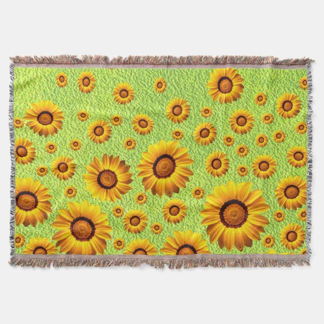 Schöne gelbe Blumen auf abstraktem Grün Decke (Vorderseite)