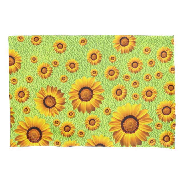 Schöne gelbe Blumen auf abstraktem Grün Kissenbezug (Vorderseite)