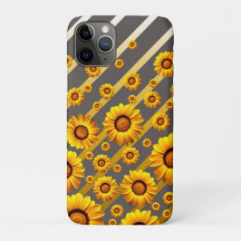 Schöne gelbe Blumen auf grauen, goldenen Streifen Case-Mate iPhone Hülle
