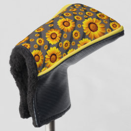 Schöne gelbe Blumen auf grauen, schwarzen Streifen Golf Headcover