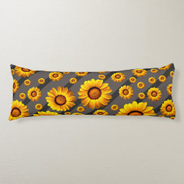 Schöne gelbe Blumen auf grauen, schwarzen Streifen Seitenschläferkissen