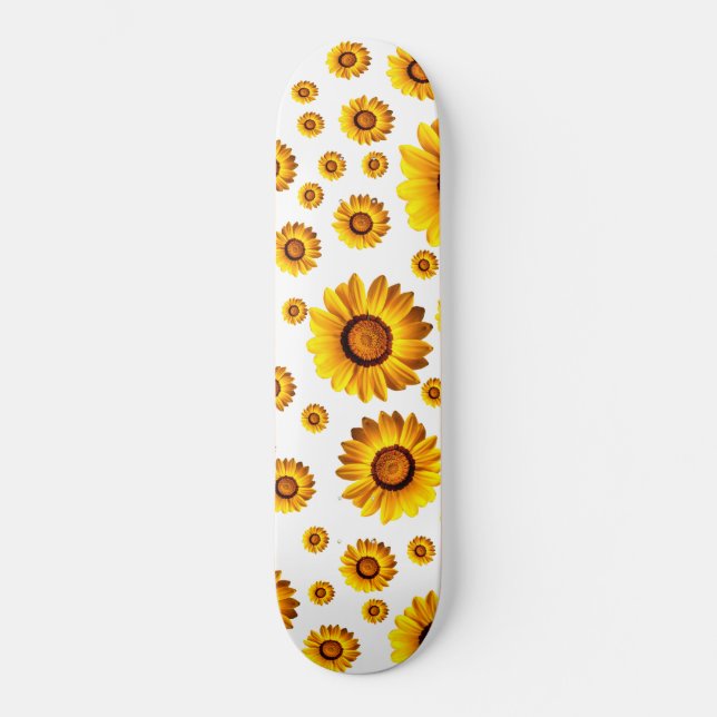 Schöne gelbe Blumen Skateboard (Vorderseite)
