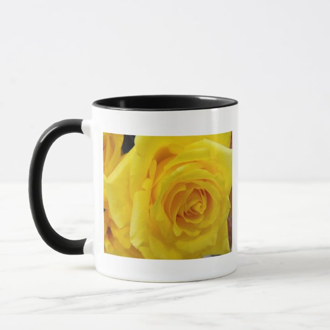 schöne gelbe Blumenfotografie Tasse (Links)