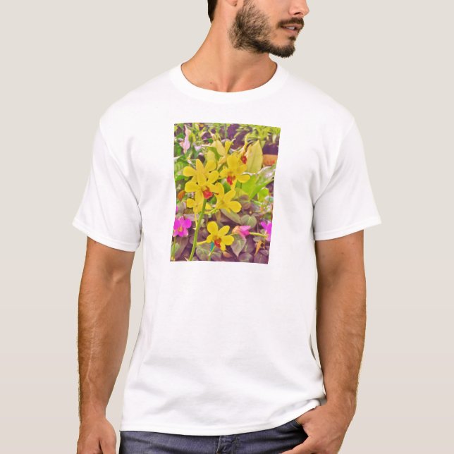 Schöne gelbe Herbstorchideen T-Shirt (Vorderseite)