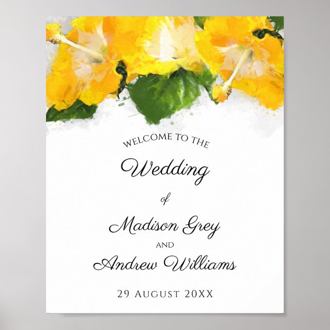 Schöne Gelbe Hibiskus Blume Art Wedding Poster (Vorne)