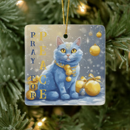 Schöne Gelbe Katze mit blauen Augen - ukraine Keramikornament