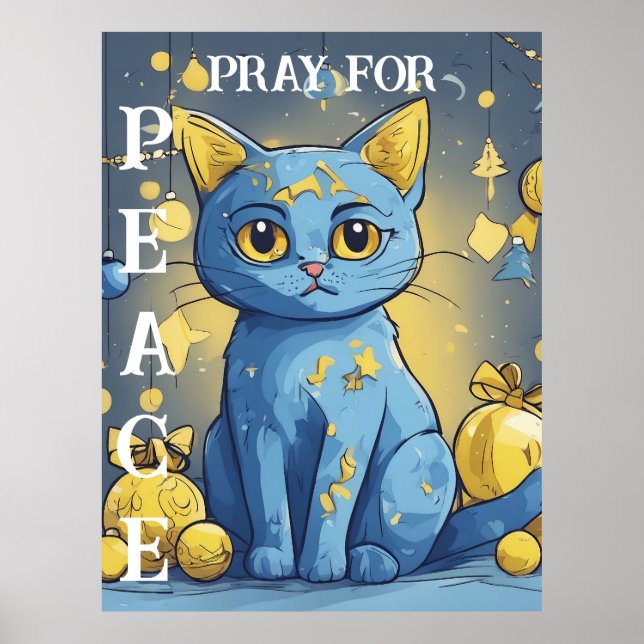 Schöne Gelbe Katze mit blauen Augen - ukraine Poster (Vorne)