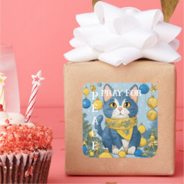 Schöne Gelbe Katze mit blauen Augen - ukraine Quadratischer Aufkleber