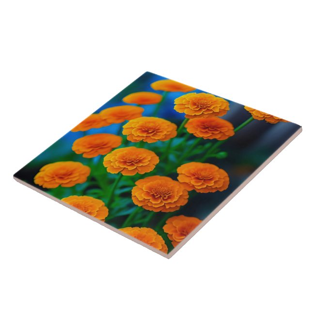 Schöne Gelbe Marigold-Blume Fliese (Seite)