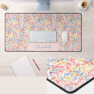 Schöne gelbe orange Blumen-Desktop-Matte mit indiv Schreibtischunterlage