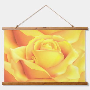 Schöne Gelbe Rose Wandteppich Mit Holzrahmen