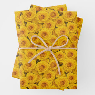 Schöne Gelbe Rosen Geschenkpapier Set