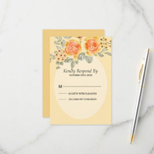 Schöne Gelbe Rosen RSVP Karte