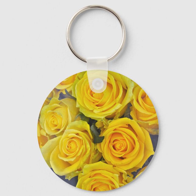 Schöne gelbe Rosen Schlüsselanhänger (Vorderseite)