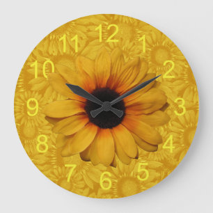 Schöne gelbe Sonnenblume-Uhr Große Wanduhr