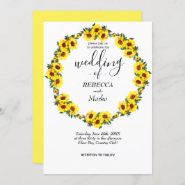 Schöne gelbe Sonnenblumen auf einem einfachen weiß Einladung
