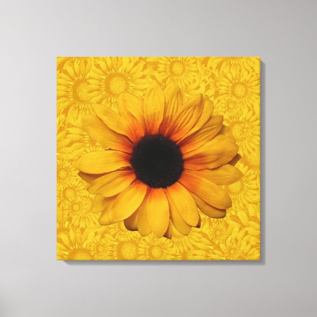 Schöne gelbe Sonnenblumen ummantelte Canvas Leinwanddruck (Vorderseite)