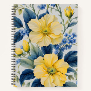 Schöne gelbe und blaue Blumen Notizbuch