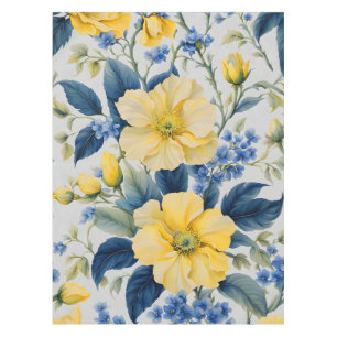 Schöne gelbe und blaue Blumen Tischdecke