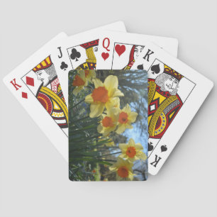 Schöne gelbe und orange Frühlingsnarzissenblumen Spielkarten