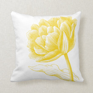 Schöne gelbe Vintage BlumenIllustration Kissen