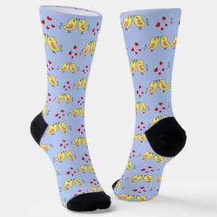 Schöne gelbe Vögel auf Hellblau Socken