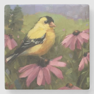 Schöne Gelbe Vogel Kunst Steinuntersetzer