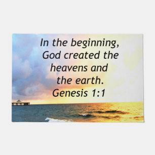 SCHÖNE GENESSE 1:1 BIBLE QUOTE SUNRISE FOTO FUßMATTE