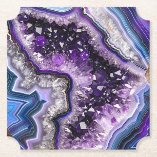 Schöne Geode mit Amethyst-Kristallen & Achat  Untersetzer