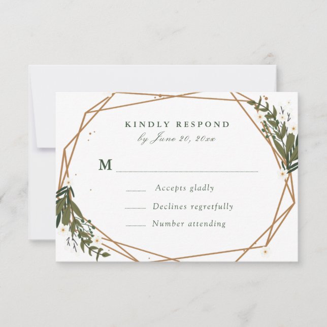 schöne geometrische RSVP-Karte mit Blumenmuster RSVP Karte (Vorderseite)