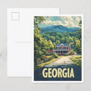 Schöne Georgia USA Vintage-Illustration Reise Postkarte
