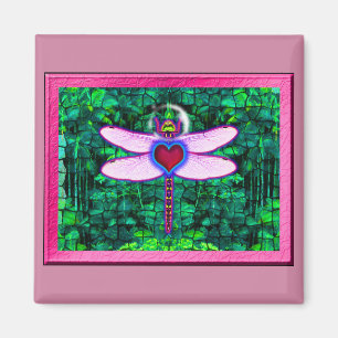Schöne gerahmte „Crackel gerahmte Libelle“ Kunstwe Magnet
