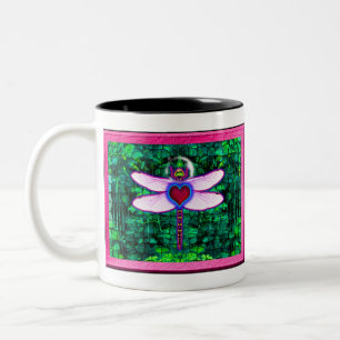 Schöne gerahmte „Crackel gerahmte Libelle“ Kunstwe Zweifarbige Tasse